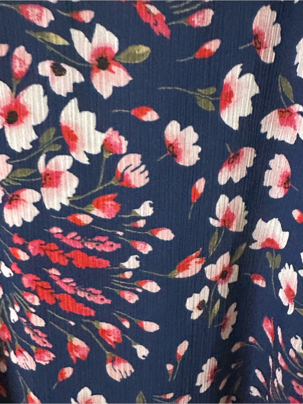 Calvin Klein Navy Floral Ruffle-Hem Sleeveless Midi Dress - Picture 4 of 7